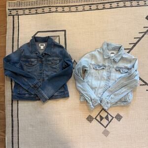 Old Navy girls kids wash jean jackets lot size 10-12 light and dark denim